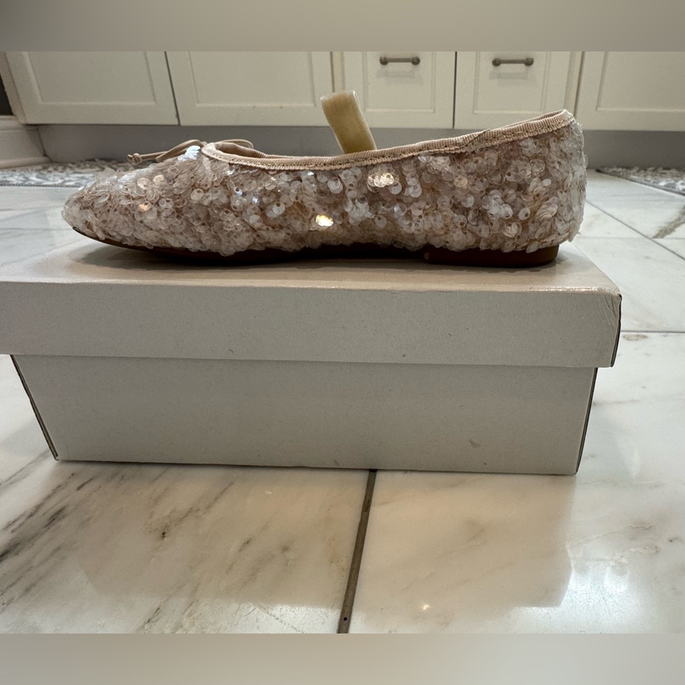 Zara Girls Sequin Ballet Flats - Tan - Picture 9 of 9